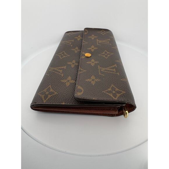 Louis Vuitton Monogram Canvas Sarah Long Wallet with Gold Snap & Chain - Picture 4 of 8